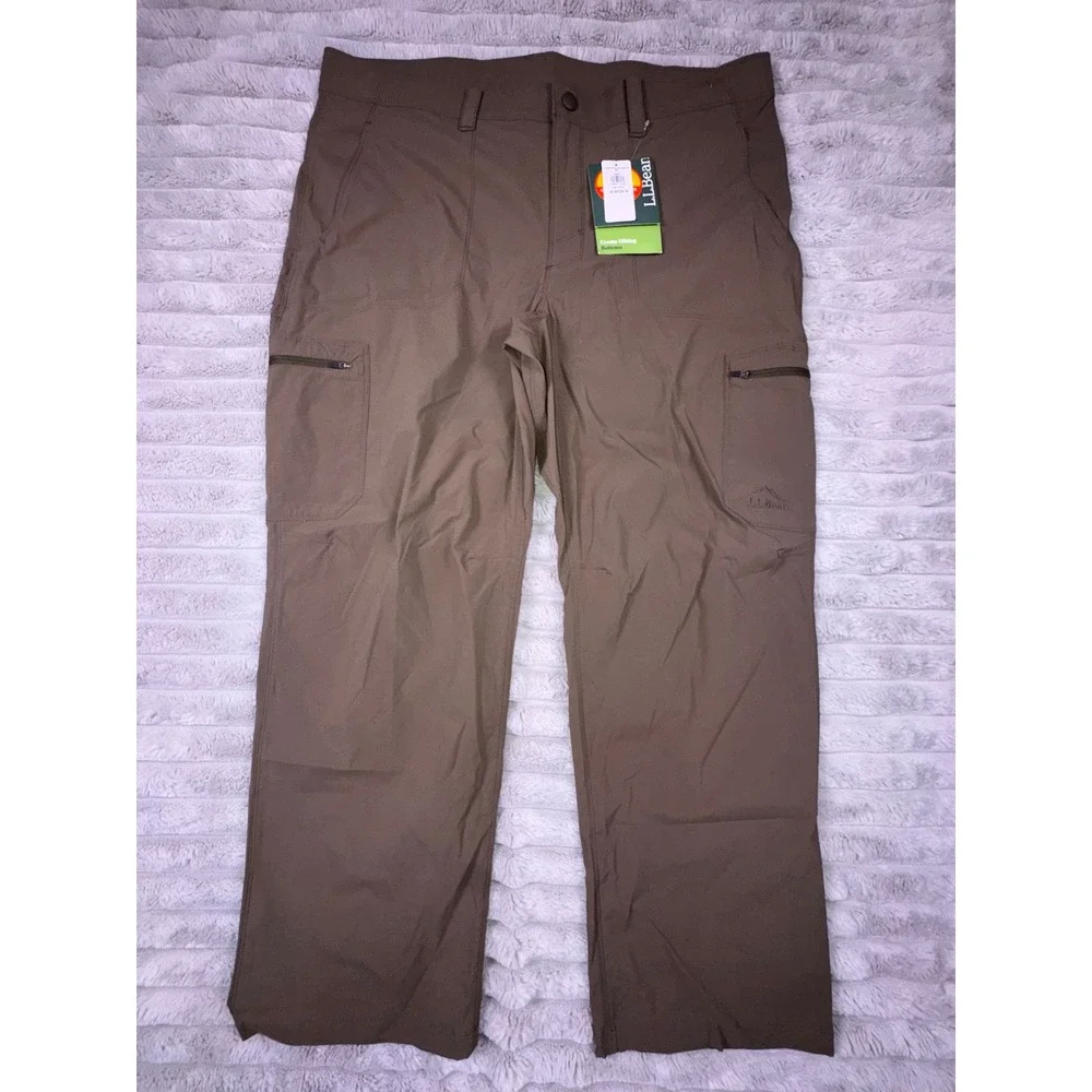 L.L.Bean Cresta Hiking Pants Mens‎ 38x29 Stretch Dark Cinder Tan Utility UPF 50+